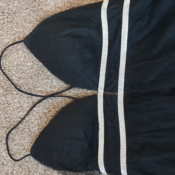 Fashion Nova Dresses & Skirts - Sexy Black Low Back Rhinestone Accent and Pinstripes Tulle Skirt Dress Size 1XL